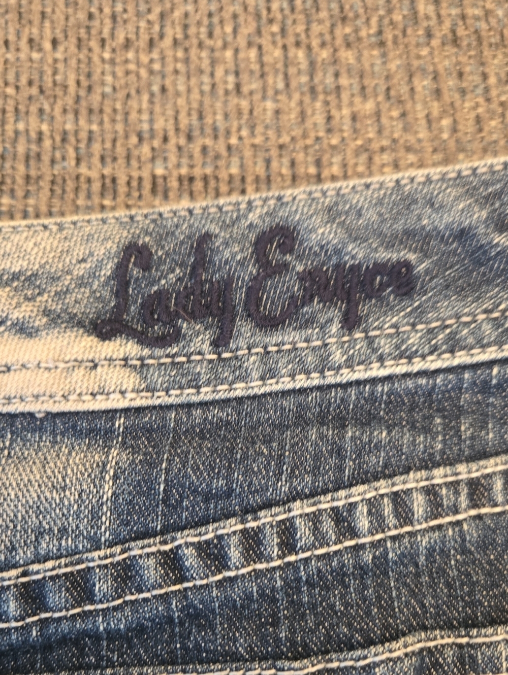 Vintage Lady Enyce Y2K Denim Mini Skirt Frayed Raw Hem Distressed Juniors Size 9 - Picture 5 of 7